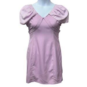 NWT GiGi Generation Dress Womens XL Lavender Puff‎ Sleeve V Neck Mini Polyester